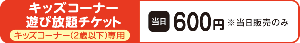 キッズコーナー遊び放題チケット当日600円