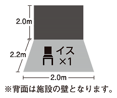 コンコース W2.0m×D2.2m 背面、側面に壁はありません